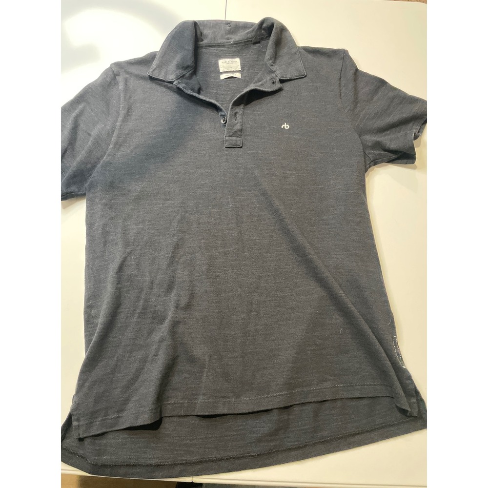 Rag & Bone Mens Charcoal Gray Slub Knit Short Sleeve Polo Shirt Size Large